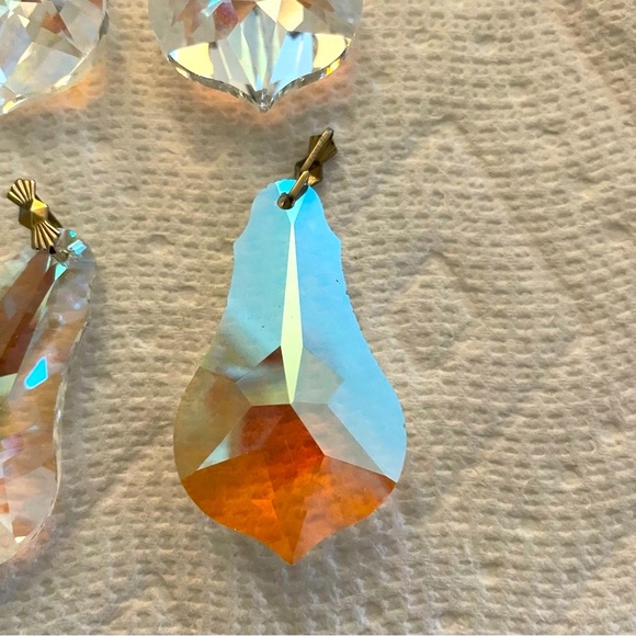 Swarovski Four Crystal Rounded Pendalogue Two Pieces have Ribbon about 2 Inches - Picture 9 of 11